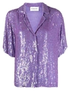 P.a.r.o.s.h Sequinned Short-sleeve Shirt In Purple