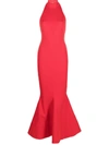Solace London Lula Halterneck Mermaid Dress In Red