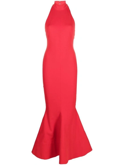 Solace London Lula Halterneck Mermaid Dress In Red