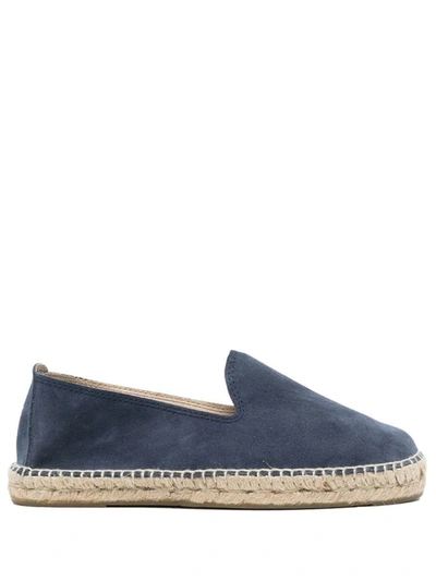 Manebi Hamptons Contrast-stitch Suede Espadrilles In Blue