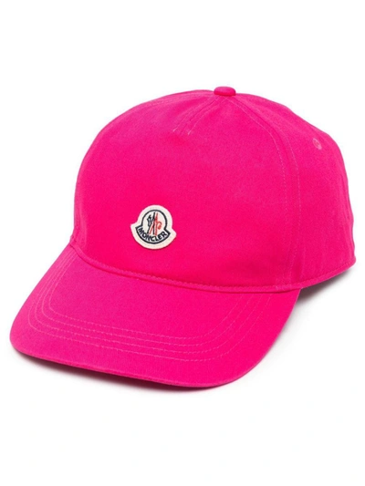 Moncler Logo-patch Cotton Cap In Magenta