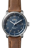 SHINOLA THE CANFIELD MODEL C56 LEATHER STRAP WATCH, 43MM