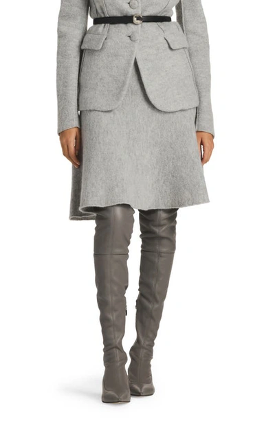 St John St. John Collection Brushed Wool & Mohair Blend A-line Skirt In Light Heather Gray