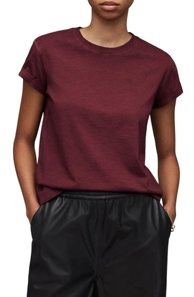 Allsaints Anna Organic Cotton Tee In Winter Orchid Red