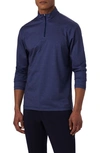 Bugatchi Anthony Ooohcotton® Pin Check Print Quarter Zip Pullover In Navy