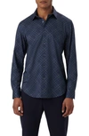 Bugatchi James Ooohcotton® Diagonal Plaid Print Button-up Shirt In Navy