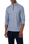 Bugatchi Ooohcotton® Print Quarter Zip Pullover In Air Blue