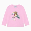 KENZO KENZO | PINK CREW-NECK T-SHIRT WITH PRINT