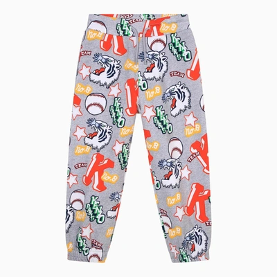 Kenzo Kids' Graphic-print Cotton Track Trousers In Grey