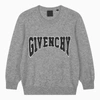 GIVENCHY GREY CREW-NECK SWEATER WITH LOGO