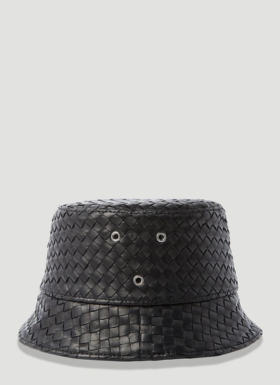 Bottega Veneta Intrecciato Leather Bucket Hat In Black