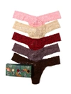 HANKY PANKY 5 PACK SIGNATURE LACE LOW RISE THONGS IN PRINTED BOX