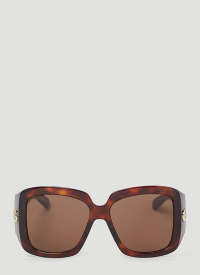 Gucci Gg Tortoiseshell Square Sunglasses In Brown