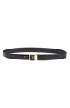 Saint Laurent Croc-effect Leather Belt In Black