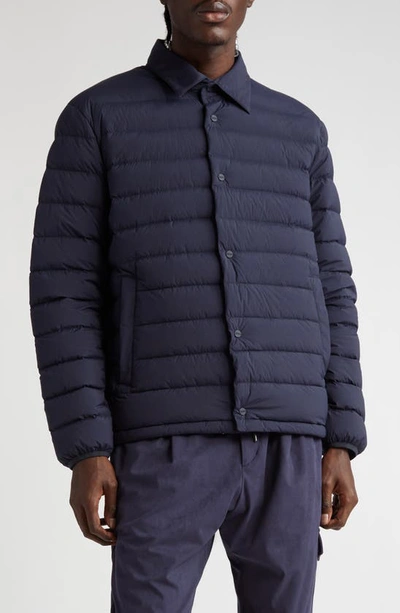 Herno Bomber Jacket In Light Nylon Stretch In Blue