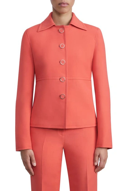 Lafayette 148 Paneled Topstitch Button-down Blazer In Stamped Poppy