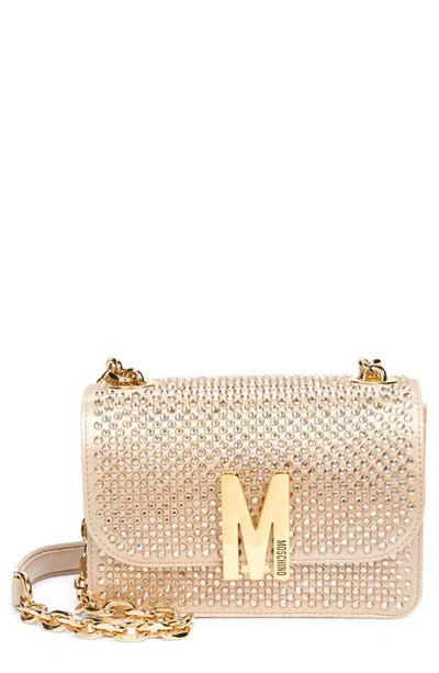 Moschino Studded Shoulder Bag In Beige