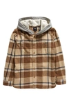 VANS LOPES HOODED PLAID FLANNEL BUTTON-UP SHIRT