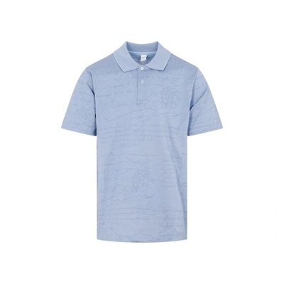 Berluti Scritto Cotton Piqué Polo Shirt In Blue