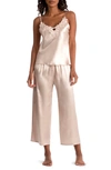 In Bloom By Jonquil Lace Appliqué Satin Cami Pajamas In Gold