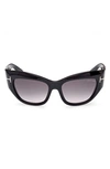 Tom Ford Brianna 55mm Gradient Cat Eye Sunglasses In Black