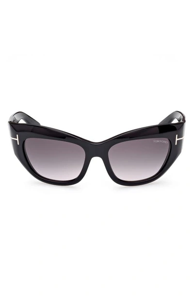 Tom Ford Brianna 55mm Gradient Cat Eye Sunglasses In Black