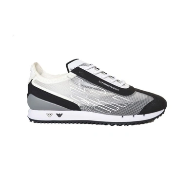 Ea7 Man Sneakers White Size 9 Polyamide, Polyurethane, Elastane In Grey