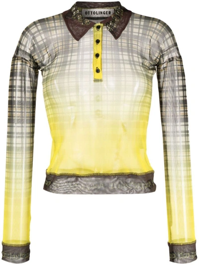 Ottolinger Checked Polo Shirt In Yellow