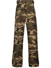 Palm Angels Camouflage-print Wide-leg Trousers In Green