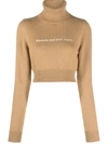 PALM ANGELS PALM ANGELS CROPPED HIGH NECK SWEATER