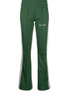 Palm Angels Flared Joggers With Contrasting Side Band In Green