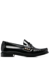 Saint Laurent Black Leather Loafer In Black