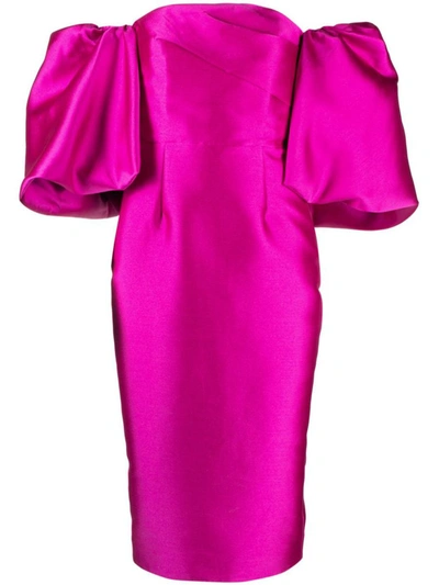 Solace London Marcia Midi Dress In Fuchsia