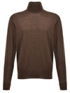 Pt Torino Lightweight Ribbed Turtleneck Sweater With Long Sleeves In Brown
