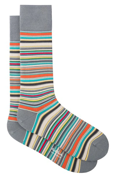Paul Smith Striped Ribbed Cotton-blend Socks In Gray