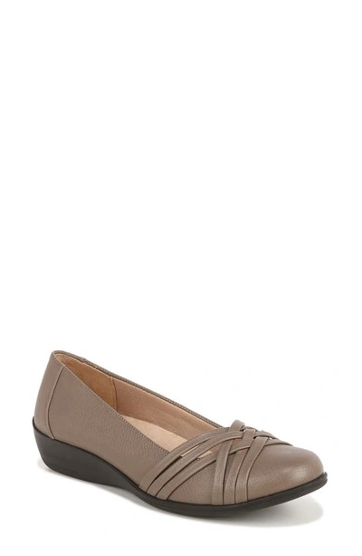 Lifestride Incredible Slip-on Flats In Beige Faux Leather