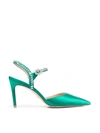 Stuart Weitzman 100mm Gemcut Satin Pumps In Verde