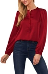 Cece Charmeuse Blouse In Mulberry Burgundy
