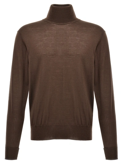 Pt Torino Merino Turtleneck Sweater In Brown