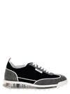 Thom Browne Navy Grey Wool Tech Runner Low Top Sneakers