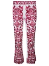 Dolce & Gabbana Majolica Print Charmeuse Pants In Fuchsia