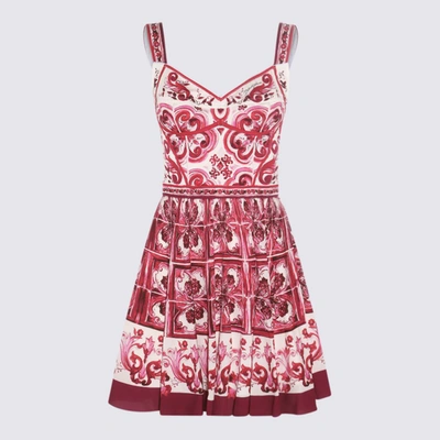 Dolce & Gabbana Majolica Silk-blend Minidress In Pink