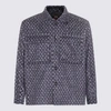 KITON KITON WHITE AND BLUE WOOL AND SILK BLEND SHIRT