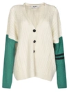 Msgm Colour-block Cable-knit Cardigan
