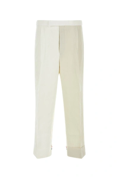 Thom Browne Man Two-tone Linen Pant In Multicolor
