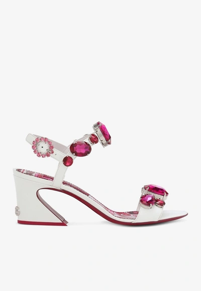 Dolce & Gabbana 60 Embellished Sandals In Patent Leather In Multicolor