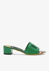 Dolce & Gabbana Bianca Dg-logo Mules In Green
