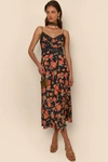 Rixo London Amora Havana Midi Dress In Havana Floral Black In Black