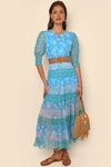 Rixo London Womens Agyness Back Tied Maxi Dress In Havana Floral Blue In Blue