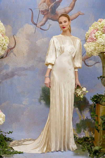 Rixo London Rose Bud Silk Jacquard In Ivory